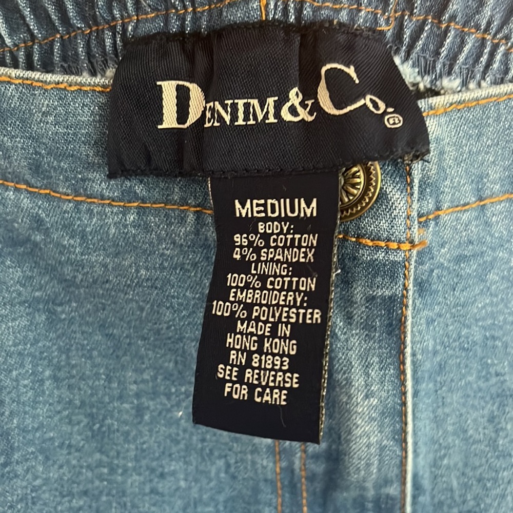 Vintage Denim Outfit Medium Embroidered Blue Jean Floral Rose Flowers 90s Y2K - Picture 15 of 15